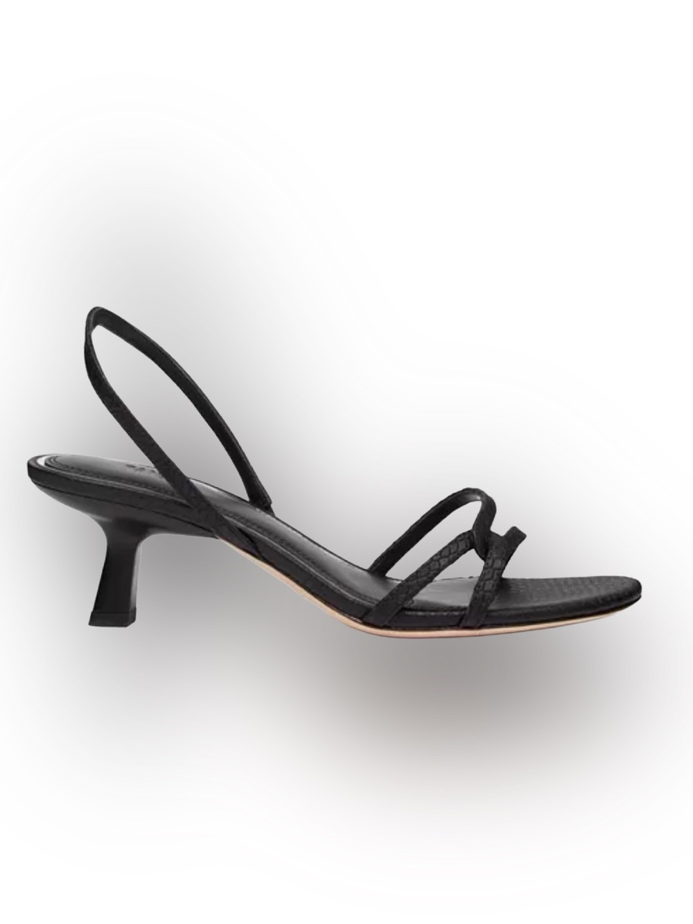 Paige Fiona Slingback Kitten Heels Black Leather Sz 10.5 NEW